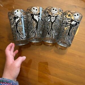Lot: 4 Jack Skellington Black & White Pint Glasses